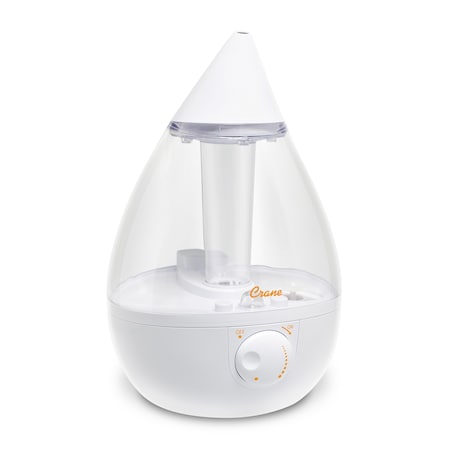 Crane Usa Drop Ultrasonic Cool Mist Humidifier, 1 Gallon, Clear/White EE-5301CW